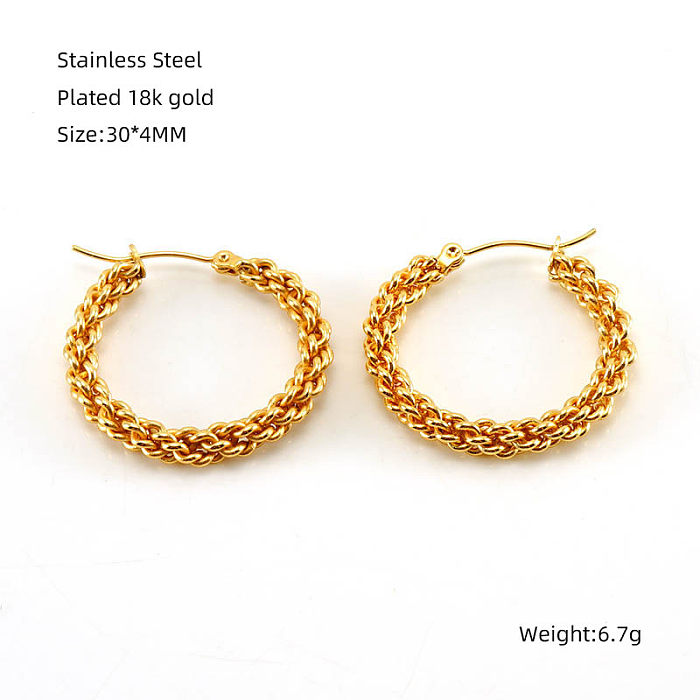 1 Pair Elegant U Shape Plating Stainless Steel  18K Gold Plated Hoop Earrings