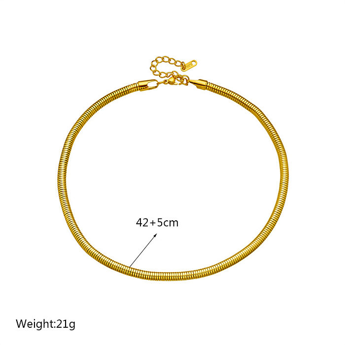 Hip-Hop Punk Solid Color Stainless Steel Plating 18K Gold Plated Necklace