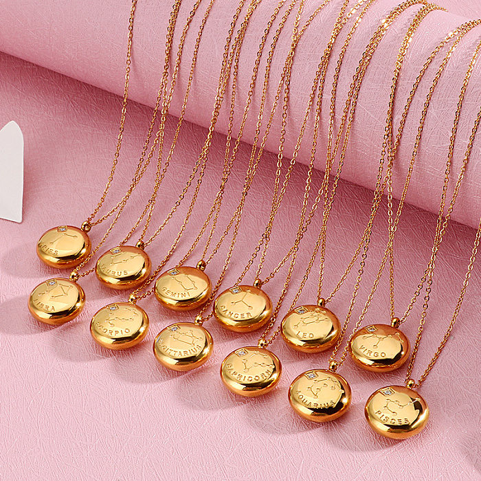 Moda de estilo coreano Nuevo collar guardián de acero inoxidable dorado de doce constelaciones para novias El regalo de las novias se puede enviar en nombre