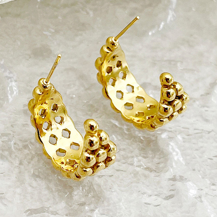 1 Pair Vintage Style Roman Style Solid Color Plating Stainless Steel  Gold Plated Ear Studs