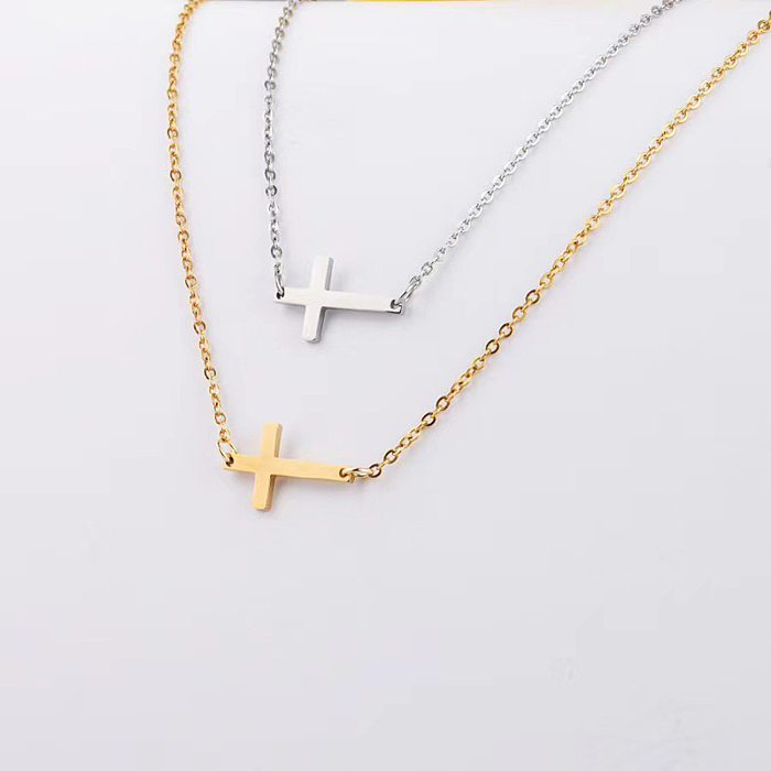 Lady Cross Stainless Steel Plating Pendant Necklace