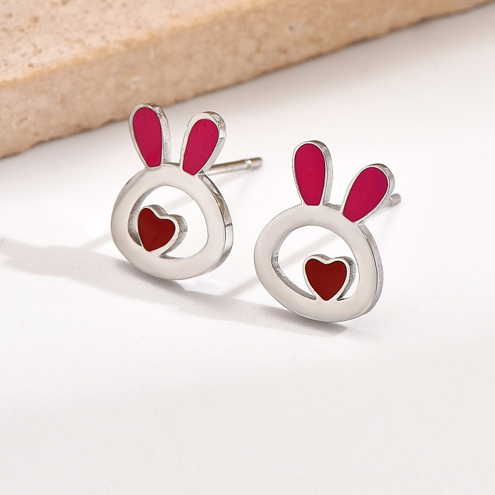 1 Pair Casual Simple Style Rabbit Polishing Epoxy Stainless Steel  Ear Studs