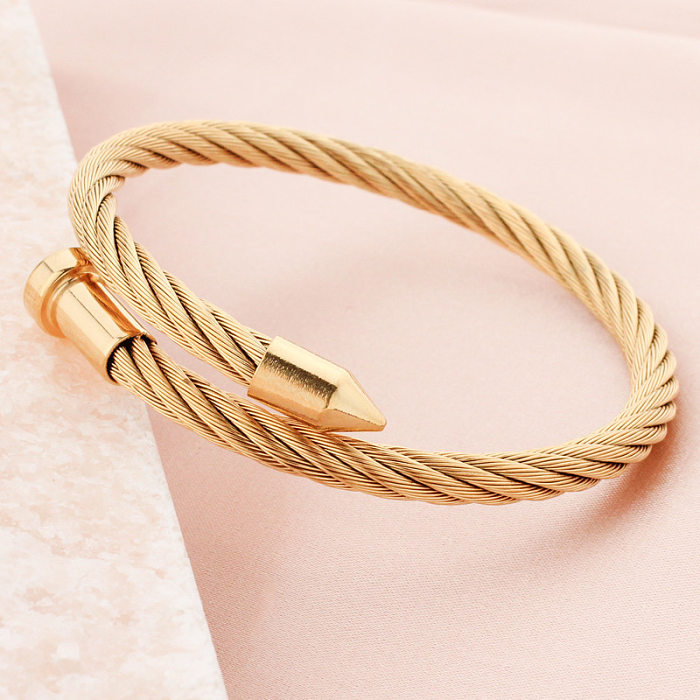 Punk Solid Color Stainless Steel Plating Bangle