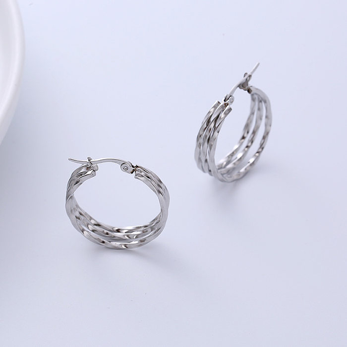 Simple Style Solid Color Stainless Steel Earrings Plating Stainless Steel  Earrings