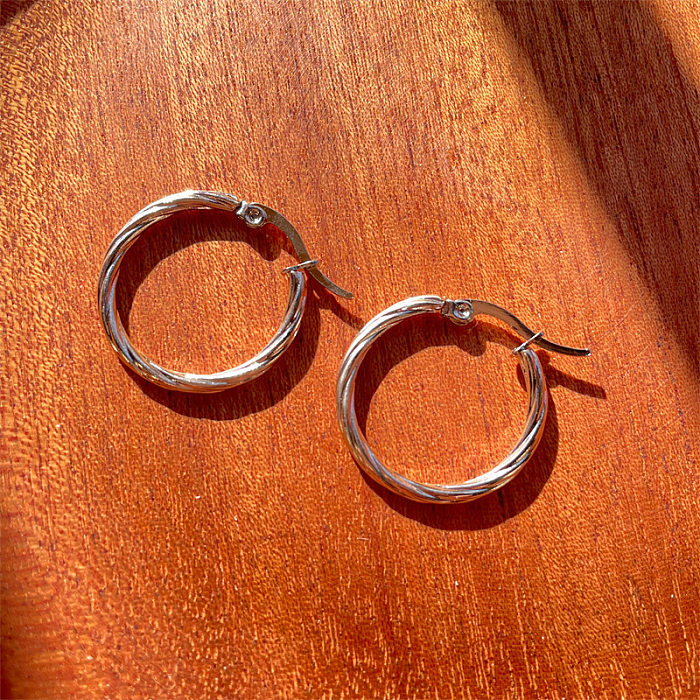 1 paire de boucles d'oreilles plaquées en acier inoxydable, cercle tendance