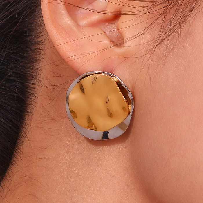 1 Pair Simple Style Classic Style Irregular Round Plating Stainless Steel  18K Gold Plated Ear Studs