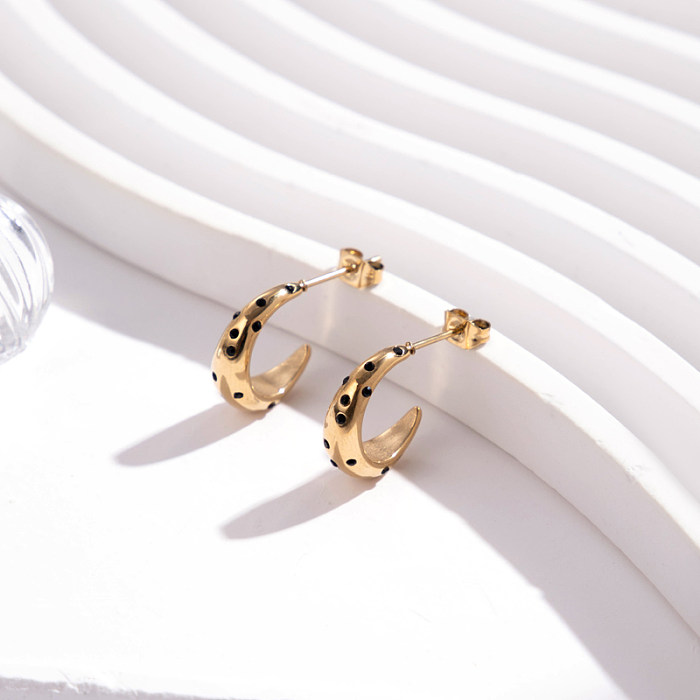 1 Pair Simple Style Tassel Heart Shape Eye Plating Inlay Stainless Steel  Zircon 18K Gold Plated Drop Earrings