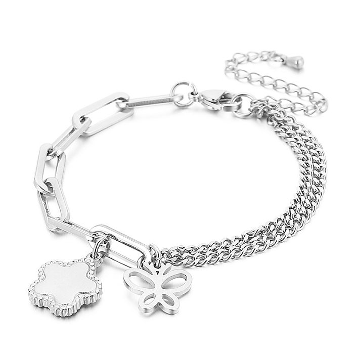Wholesale Jewelry Flower Butterfly Pendant Stainless Steel Bracelet jewelry
