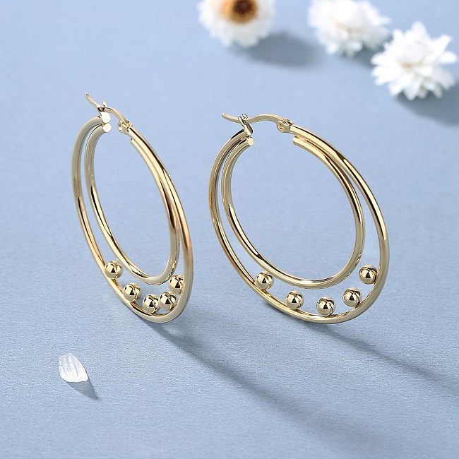 Lady Circle Stainless Steel  Plating Earrings 1 Pair