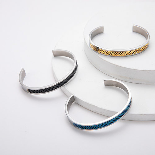 Bracelets de manchette en acier inoxydable en forme de C de style classique de style simple