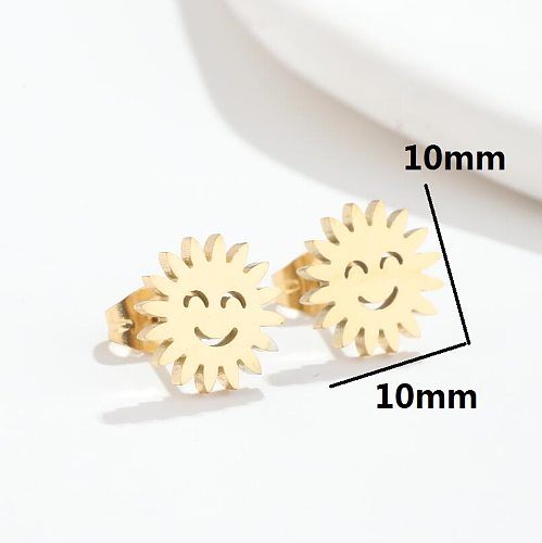 Fashion Sun Stainless Steel  Plating Ear Studs 1 Pair