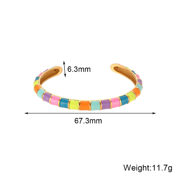 Vintage Style Simple Style Classic Style Multicolor Stainless Steel Plating 18K Gold Plated Bangle
