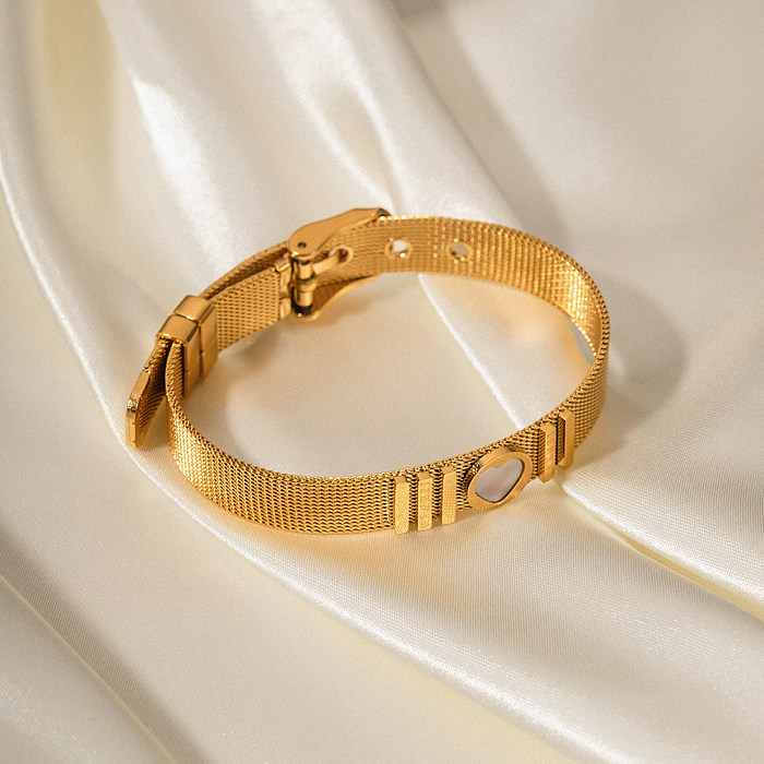 Bracelet décontracté en forme de cœur avec incrustation en acier inoxydable, style INS