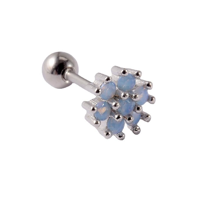 Estilo simples lua arco nó de aço inoxidável plástico inlay artificial diamante orelha studs 1 peça