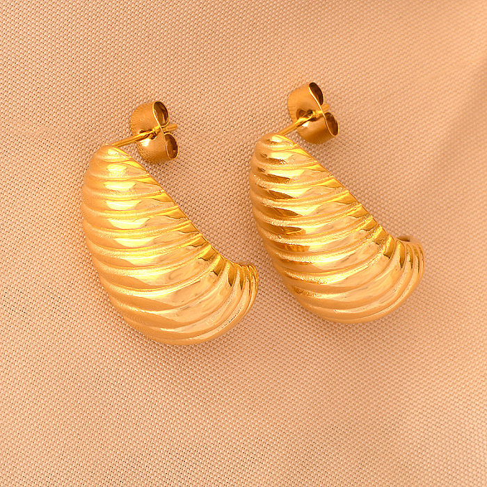 1 par de pinos de orelha banhados a ouro 18K com revestimento geométrico estilo IG de aço inoxidável