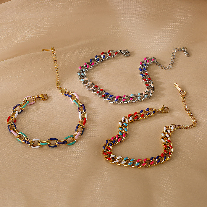Hip-Hop Commute Bracelets plaqués or 18 carats en acier titane coloré