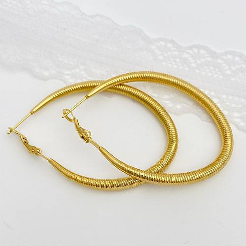 1 Pair Retro Solid Color Plating Stainless Steel  14K Gold Plated Earrings