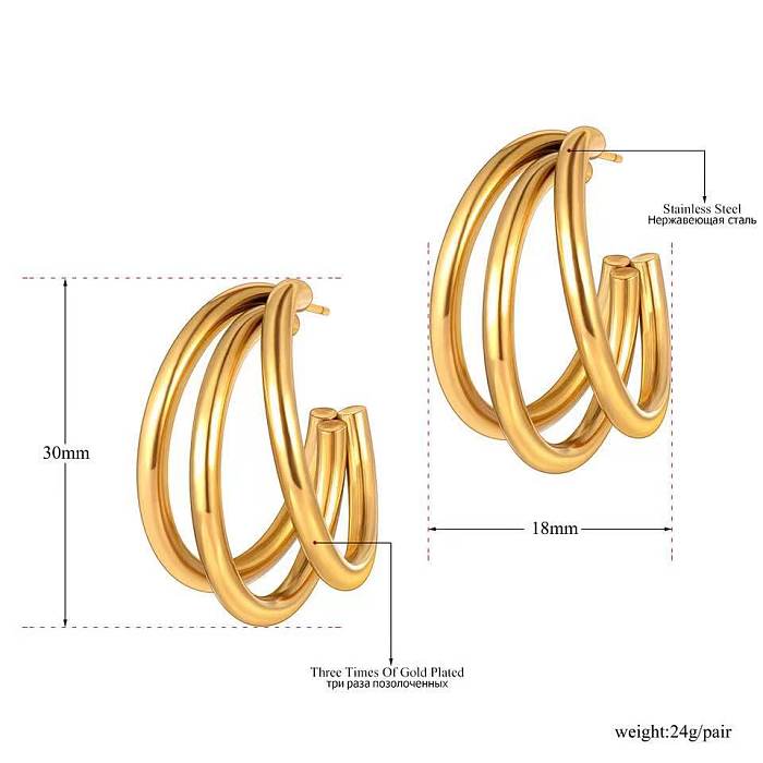 Fashion C Shape Stainless Steel  Plating Ear Studs 1 Pair