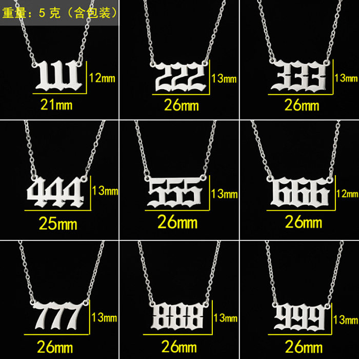 Schlichte Halskette mit Anhänger aus Edelstahl mit Zahlen-Beschichtung