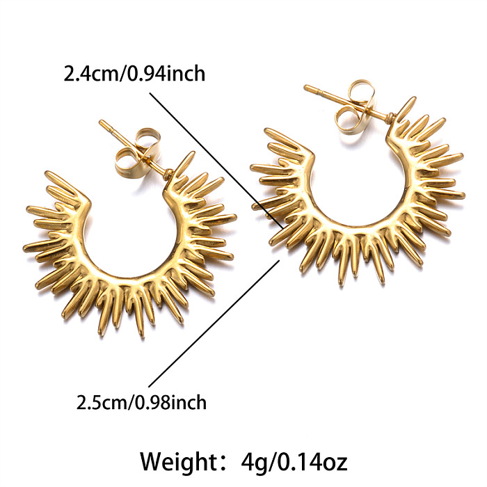 1 par de brincos de orelha banhados a ouro 18K em aço inoxidável com revestimento solar streetwear