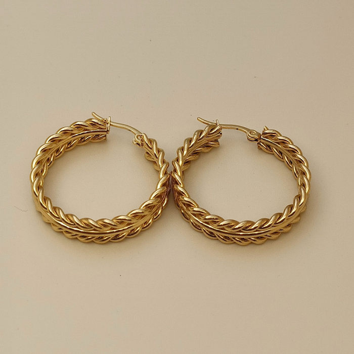 1 Pair Vintage Style Geometric Solid Color Plating Stainless Steel  18K Gold Plated Hoop Earrings