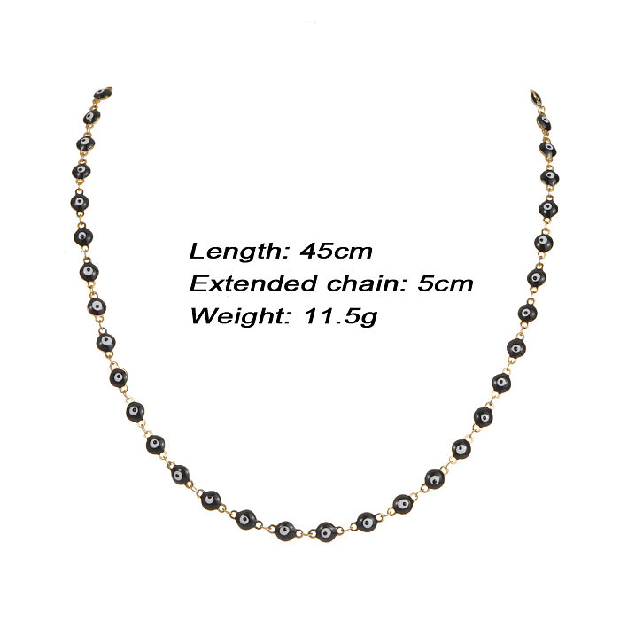 Elegant Streetwear Devil'S Eye Stainless Steel  Enamel Necklace