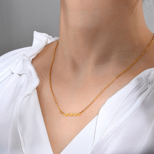 1 Piece Lady Waves Stainless Steel  Plating Necklace