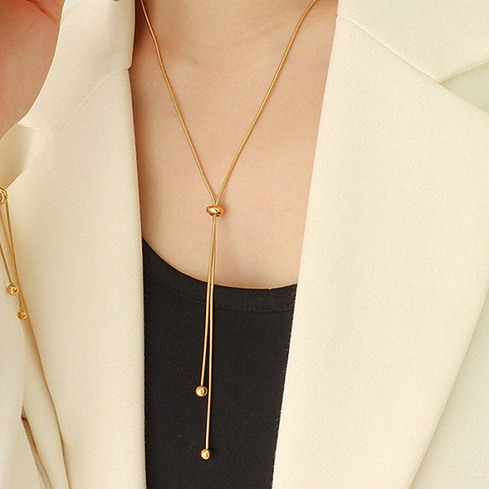 Damen-Halskette mit einfarbiger Edelstahlbeschichtung und 14-Karat-Goldbeschichtung