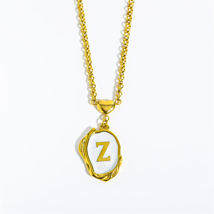 Simple Style Letter Stainless Steel  Stainless Steel Enamel Plating Pendant Necklace