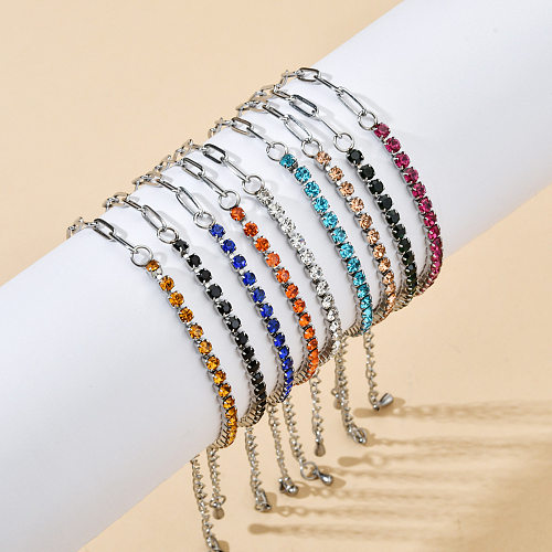 Bracelets de strass incrustés de patchwork géométrique en acier inoxydable de style IG