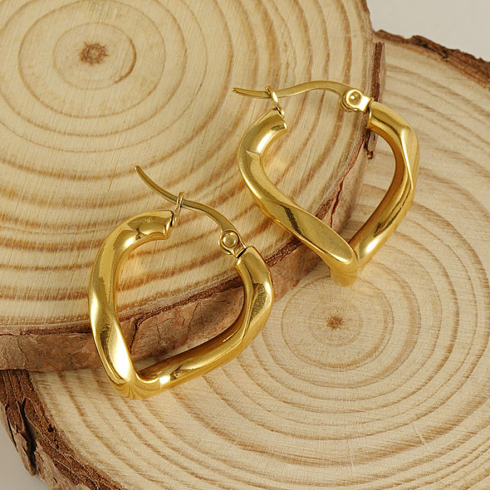 1 Pair Simple Style Geometric Irregular Stainless Steel  18K Gold Plated Hoop Earrings