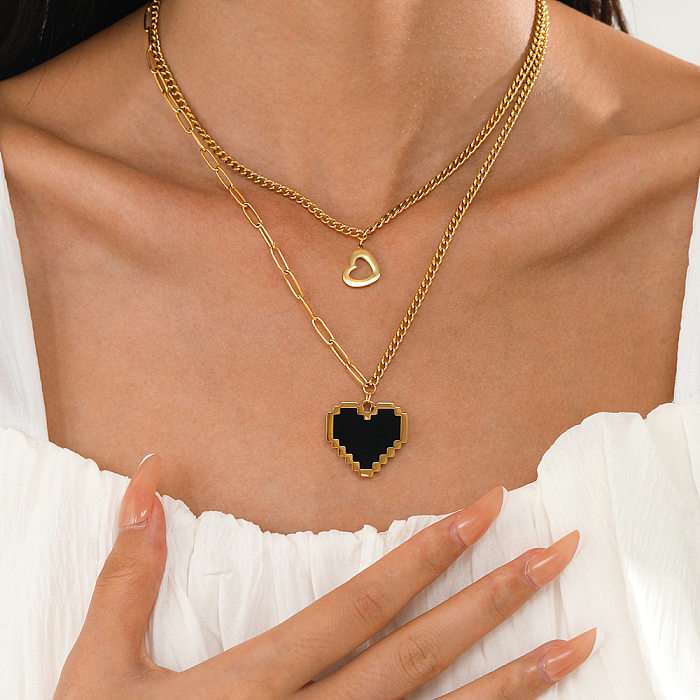 Fashion Heart Shape Stainless Steel  Plating Layered Necklaces
