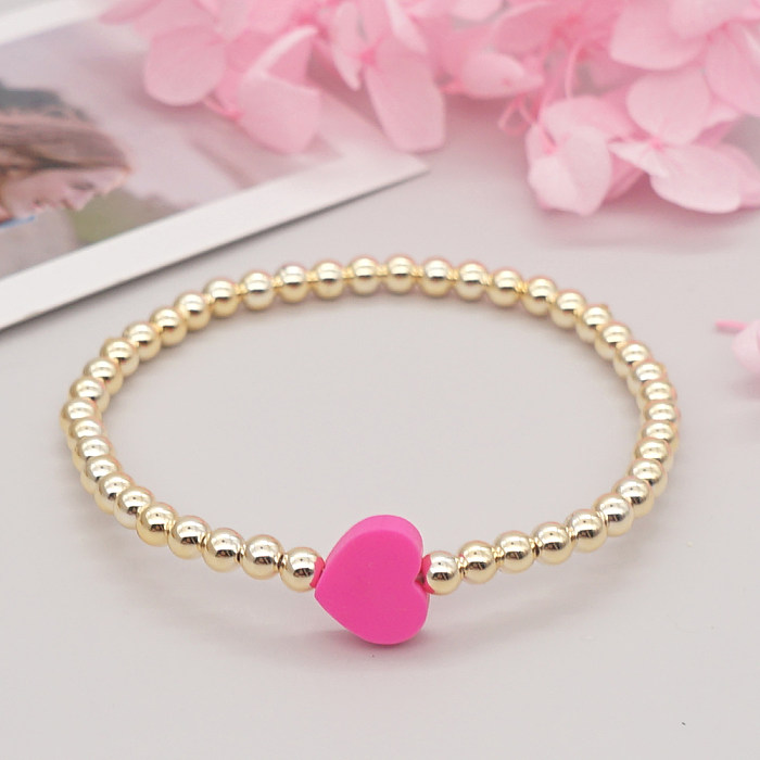 1 pièce de bracelets de perles en acier inoxydable en forme de cœur