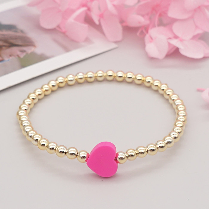 1 Piece Fashion Heart Shape Stainless Steel Beaded Bracelets