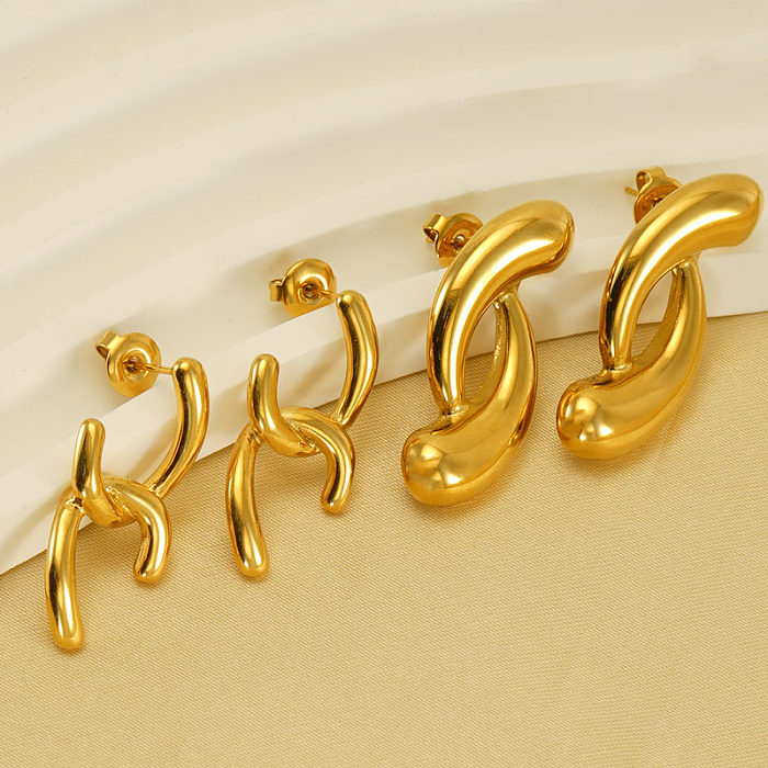 1 par de pendientes chapados en oro de 18 quilates de acero inoxidable pulido Color sólido Irregular estilo Simple estilo moderno