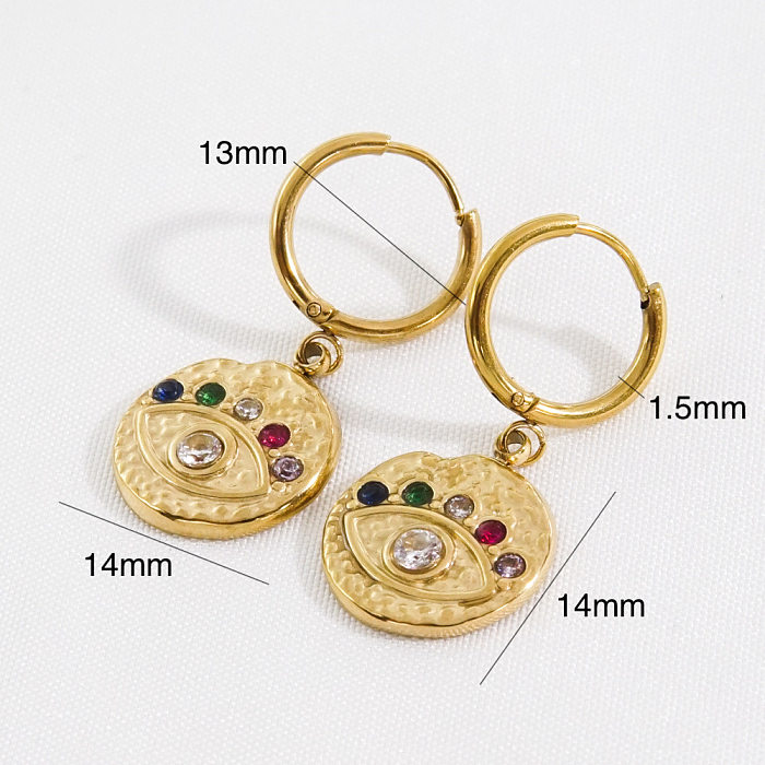 1 Pair Streetwear Devil'S Eye Plating Inlay Stainless Steel  Artificial Gemstones Earrings