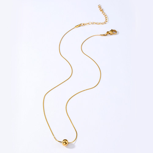 Wholesale 1 Piece Simple Style Round Stainless Steel  18K Gold Plated Necklace