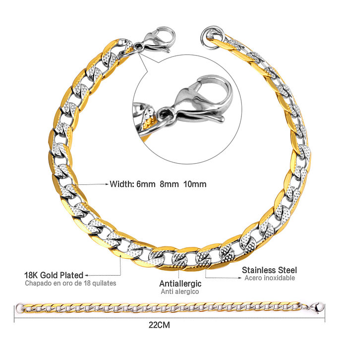Bracelets de placage en acier inoxydable de style simple avec bloc de couleur