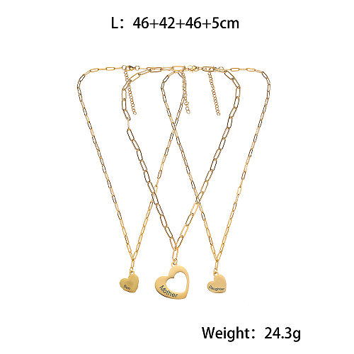 Simple Style Heart Shape Stainless Steel  Plating Gold Plated Pendant Necklace