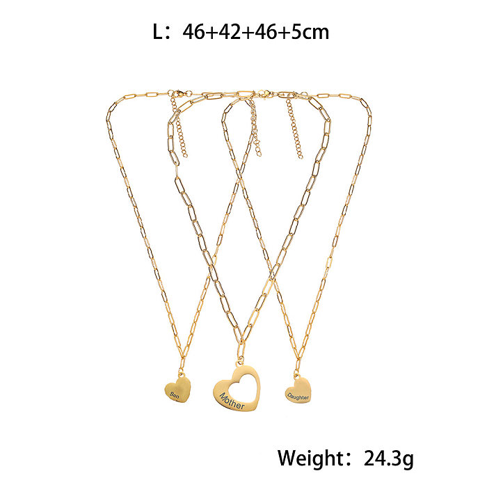 Simple Style Heart Shape Stainless Steel  Plating Gold Plated Pendant Necklace
