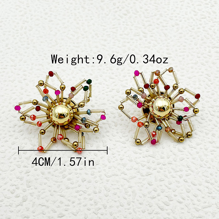 1 Pair Vintage Style Simple Style Roman Style Flower Plating Stainless Steel  Gold Plated Ear Studs