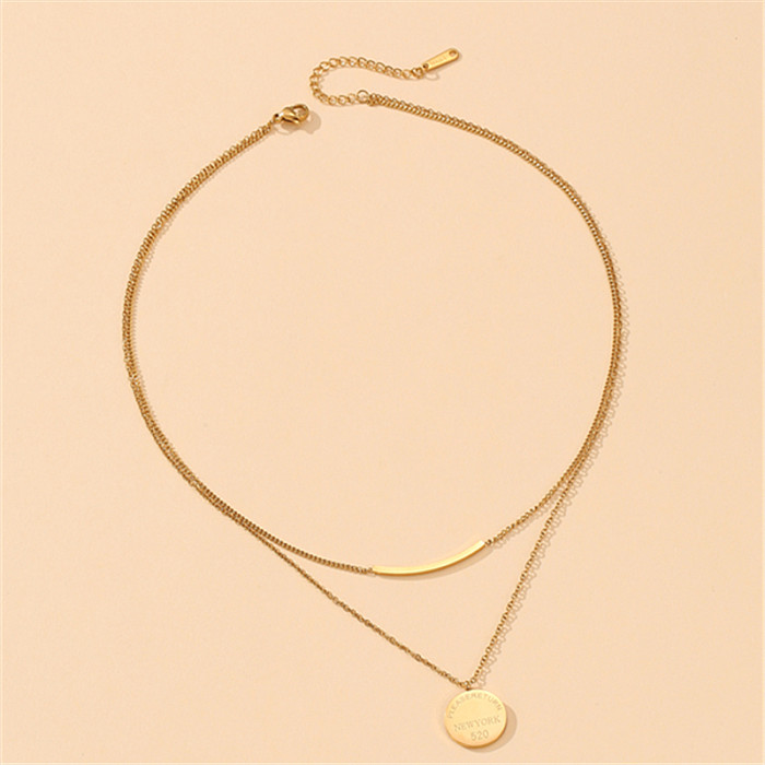 Einfache, klassische, runde, geschichtete Halsketten aus Edelstahl