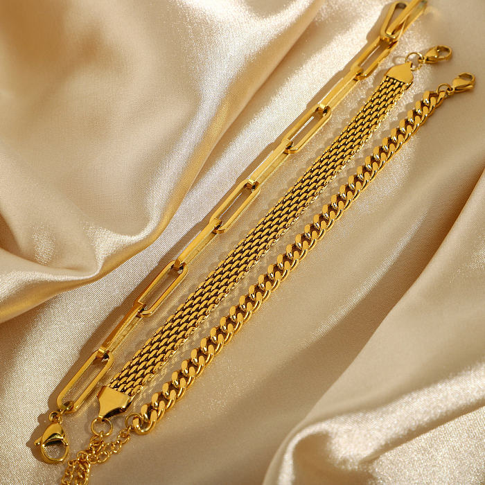 Patchwork de bracelets en acier inoxydable géométriques de mode pas de bracelets en acier inoxydable incrustés