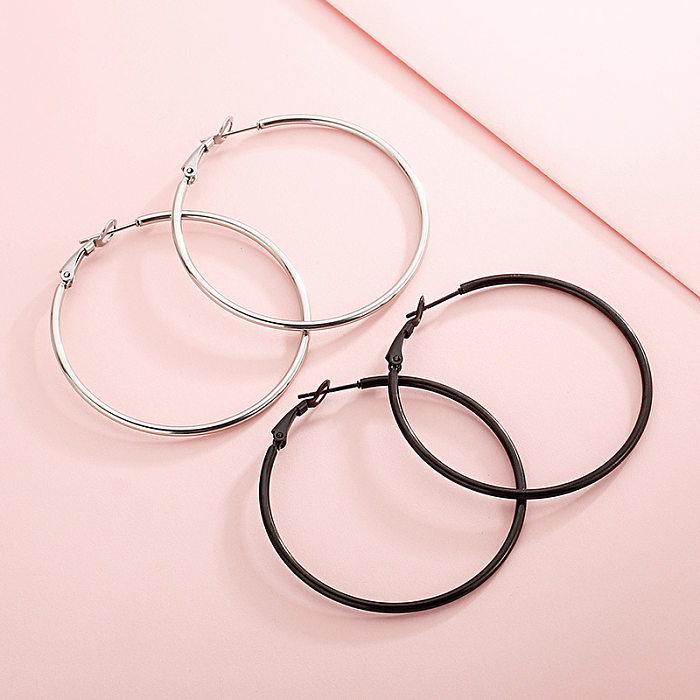 Stainless Steel  Round Wire Earrings New Creative Fashion Earrings Simple Small Jewelry