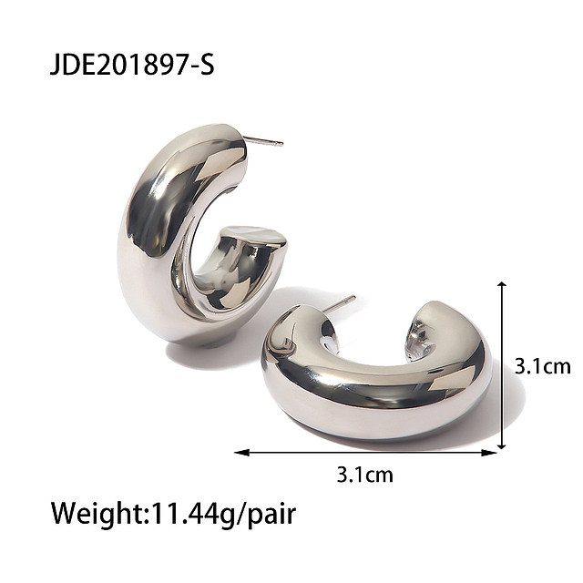 1 Pair Vintage Style C Shape Spiral Stripe Stainless Steel  Plating Earrings