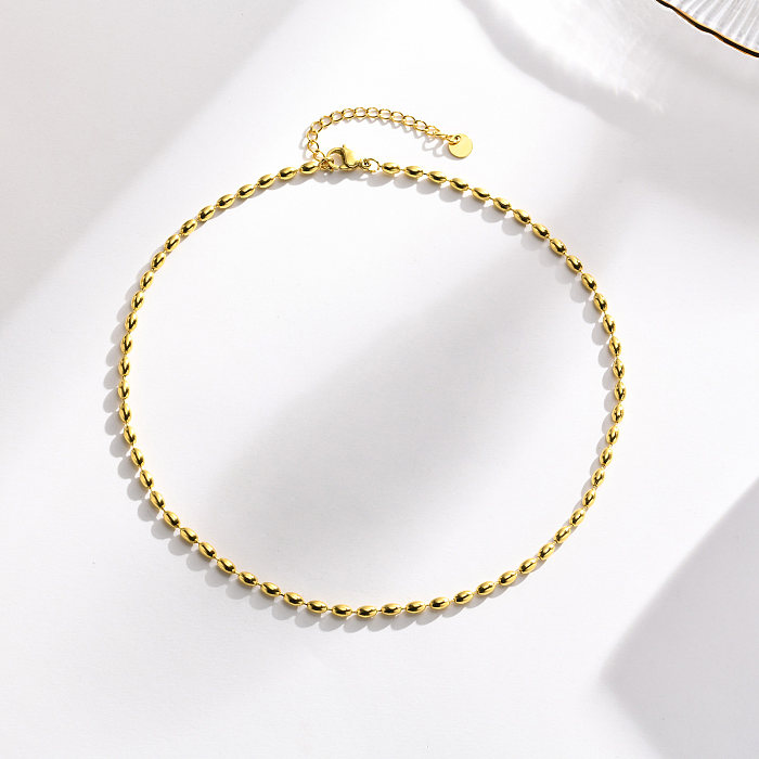 IG Style Simple Style Solid Color Stainless Steel  Plating 18K Gold Plated Necklace