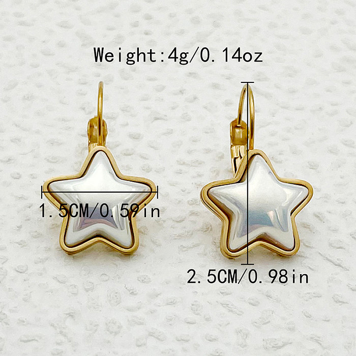 1 Pair Elegant Cute Sweet Star Plating Stainless Steel  Gold Plated Earrings