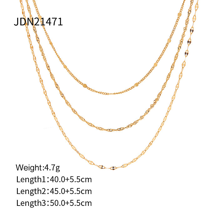 1 Piece INS Style Solid Color Stainless Steel  Plating Layered Necklaces