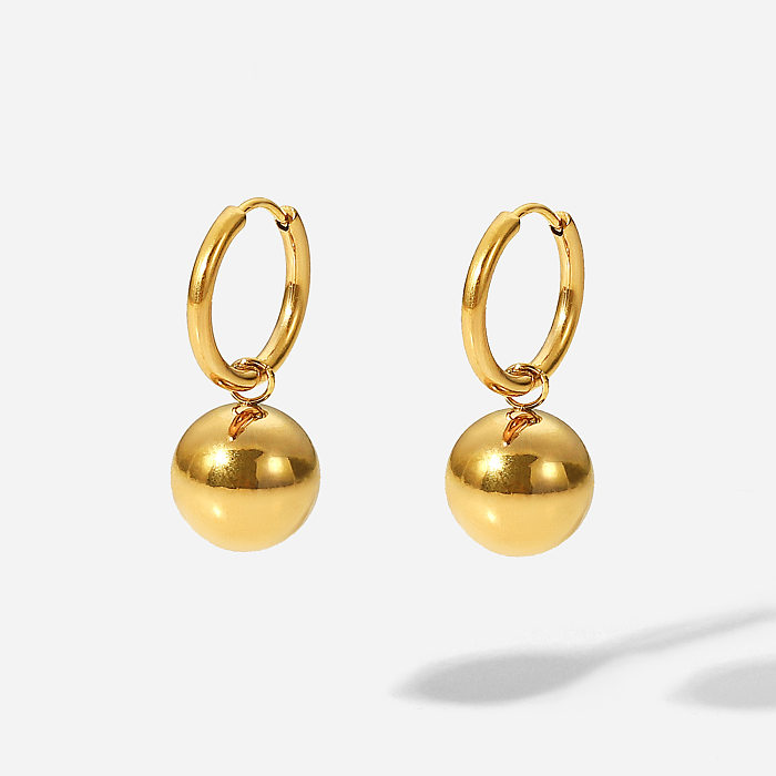 Retro-Mode-Ohrringe aus Edelstahl mit geometrischem Kugel-Anhänger