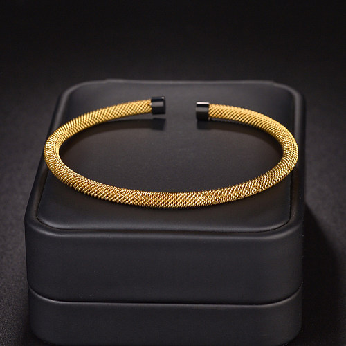 Bracelets plaqués or 18K de manchette d'acier inoxydable de couleur solide de style classique